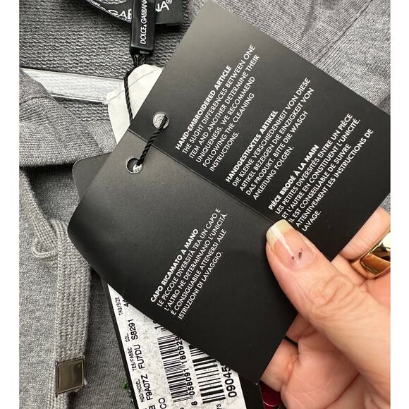 NWT Dolce & Gabbana Embellished Floral Logo Hoodie Gray Women US M - Picture 12 of 16